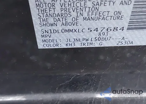 2020 Infiniti Qx60 Pure Awd z USA, uszkodzony, nr VIN 5N1DL0MMXLC547684